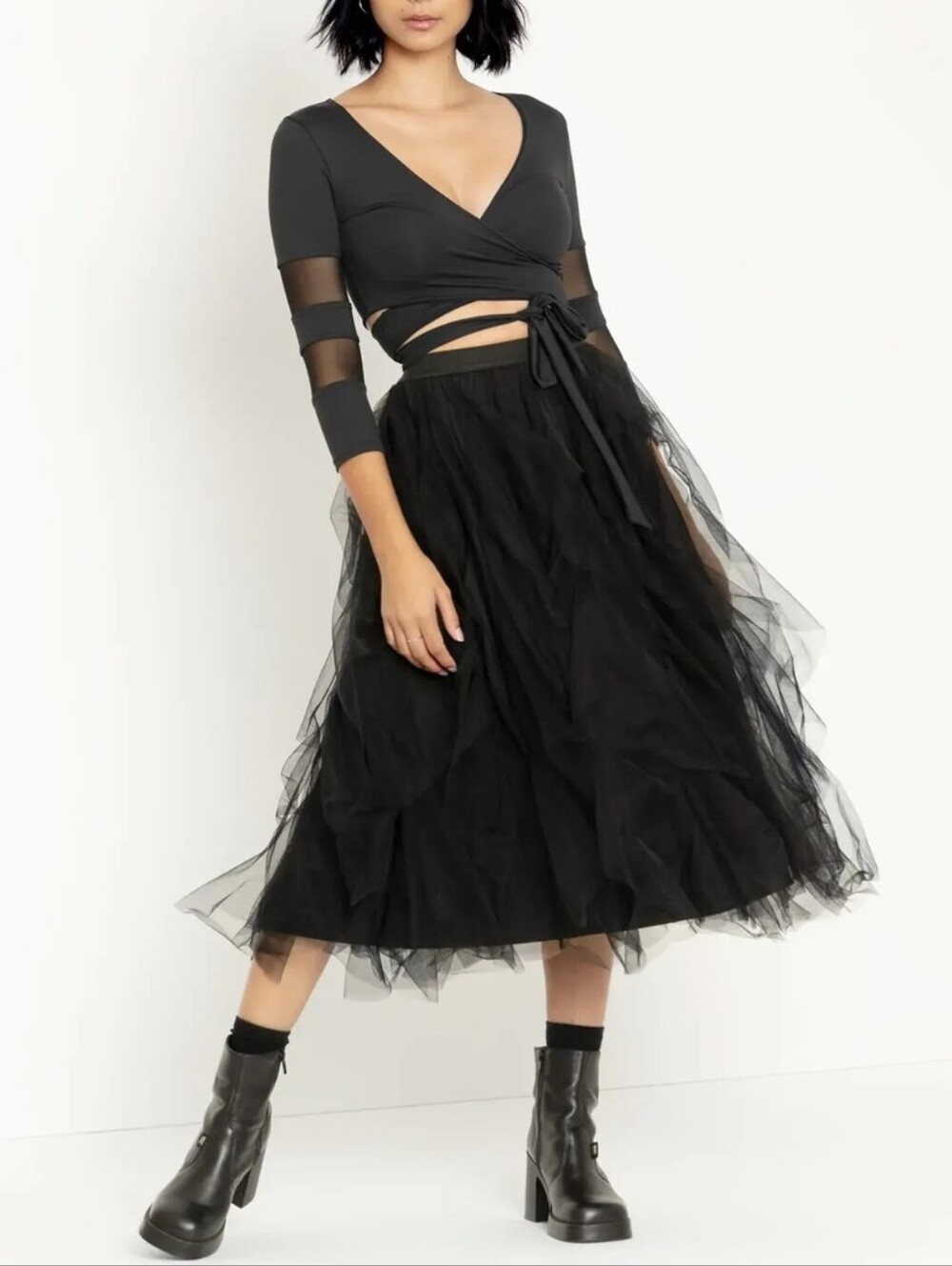 Blackmilk The Black Pirouette Layered Tulle Kawaii Goth Midi Skirt Small
